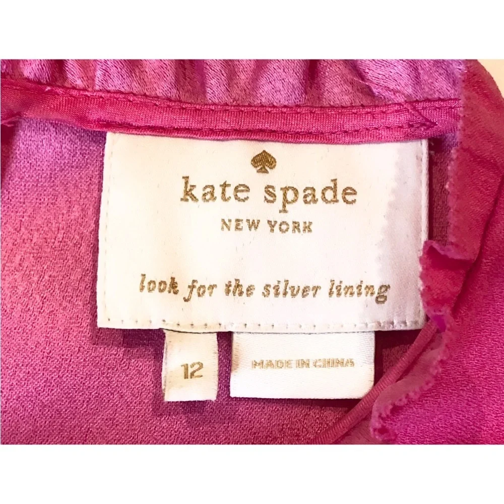 Kate Spade Pink shift dress, “Dizzy” ruffle trim flare flounce flutter dress - Picture 5 of 5